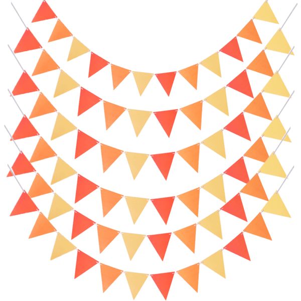 6 uppsättningar Vimpel Banner Flerfärgad hängande papper Triangel Flagga Orange