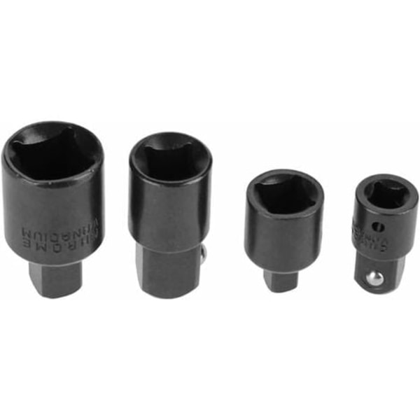 4-osainen hylsysovitin, jatko- ja supistusvaihdeadapteri, hylsyille ja 1/2\" 3/8\" 1/4\" työkaluvinkkeille