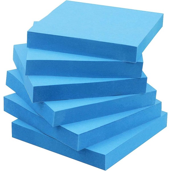 Klistrelapper 3x3 selvklebende lapper blå farge 6 blokker, 100