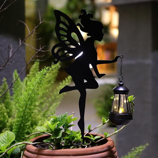 Solar Garden Stake Lights – 2 Pack Metal Fairy Hanging Lantern S