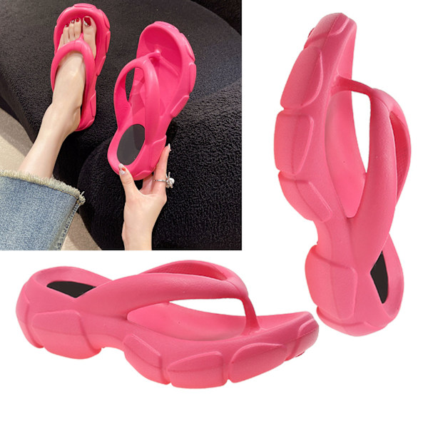 Flip-flops Flip Slides Tjock Sula Halkfria EVA Bekväma Ergonomisk Design Mjuka Sandaler för Kvinnor Flickor Rosröd 35/36