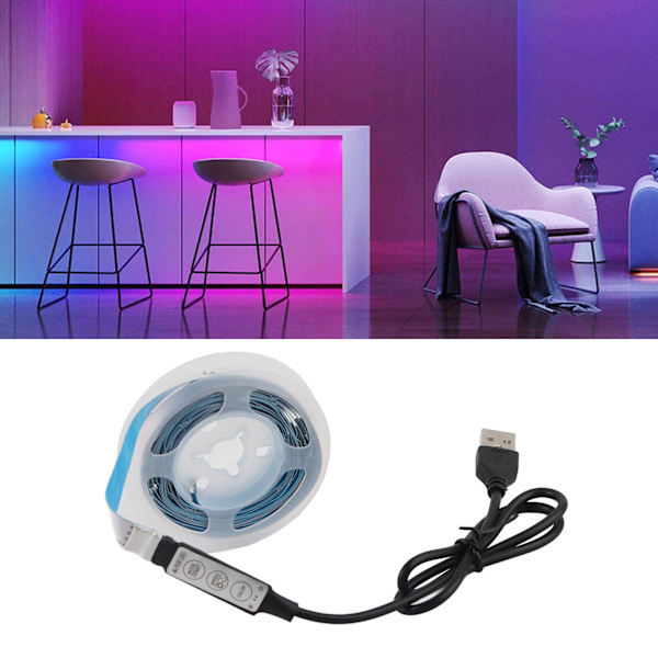 LED RGB Stripe Lys 5V Knappkontroll Tape Lys Fargeendring USB Drevet Stripe Lys For Soverom 3 m / 9.8ft