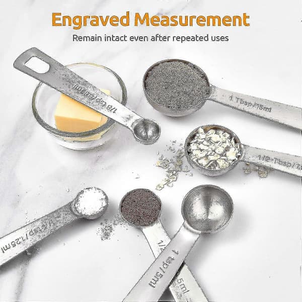 9 måleskeer U-taste 18/8 måleskeer i rustfrit stål 1/16 tsk 1/8 tsk 1/4 tsk S20241227611[TT]