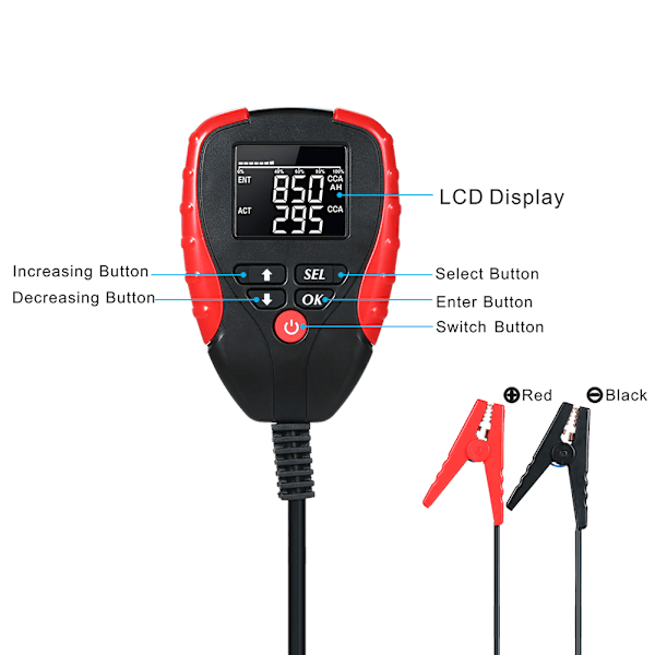 AE310 Auton akun kuormitustestaaja Digitaalinen 12V LCD-näyttö Ajoneuvon analysointi Diagnoosi työkalu