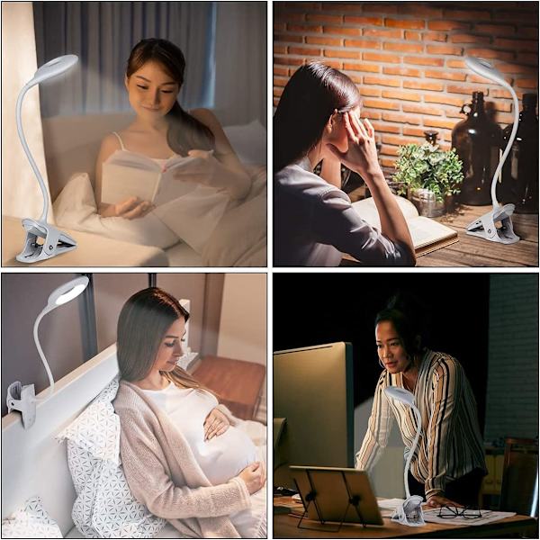 Semlos Leselampe, Drahtlose Klemmlampe, Klemmleuchte Wiederaufla white