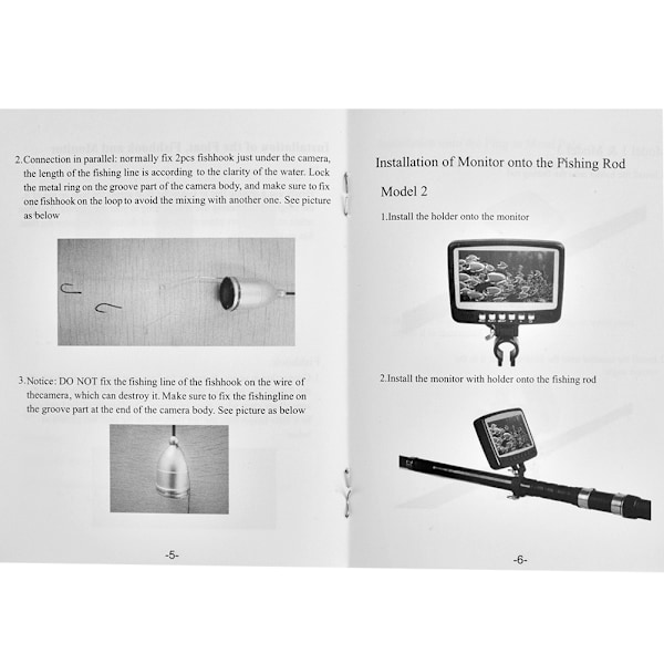 110-240V Undervannskamera med skjerm 15m 1000TVL Fiskefinder Fisking 4.3in LCD (EU-kontakt)