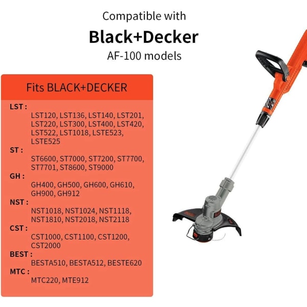 Bobine compatible avec Black+Decker AF-100, 30 pieds/0,065 pouce