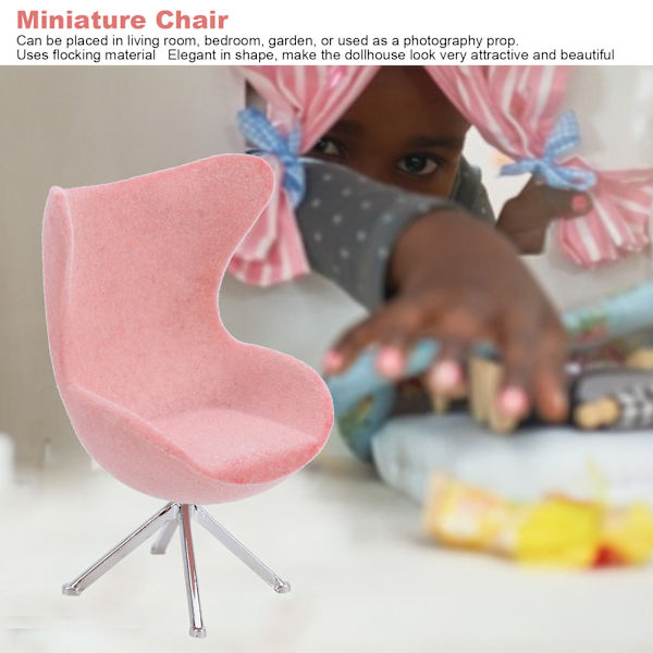 Miniature stol mini flok sofa møbelmodel dekoration 1:12 dukkehus tilbehørPink