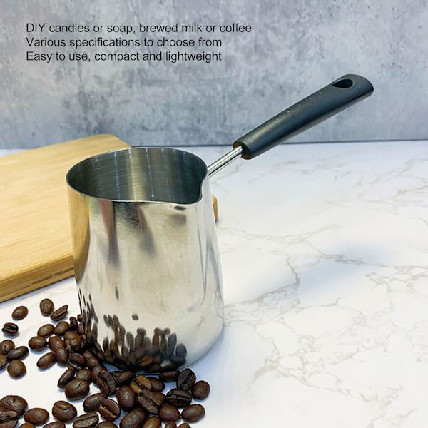 Kaffebehållare Vågskala design 304 rostfritt stål långt handtag värmebeständig mjölkskumkanna 600ml