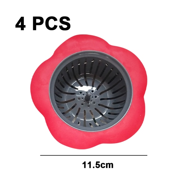 4-pack silikon diskhossil, universell köksavloppsfilter