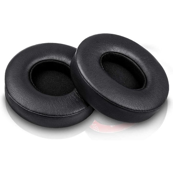 2 hovedtelefoncovers - sort læder par (køb to)