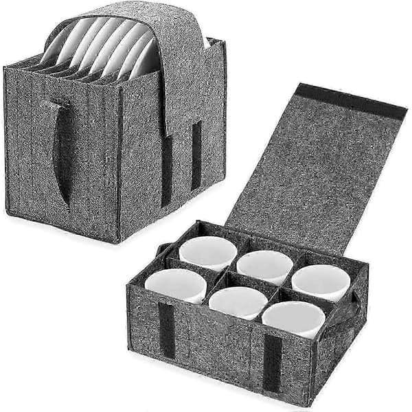 Caravan Plate Holder, Camping Dinnerware Storage Felt Bag with Side Handles, for RV Cabinet Glass Mug Dinnerware Storage[YJD] a complete set