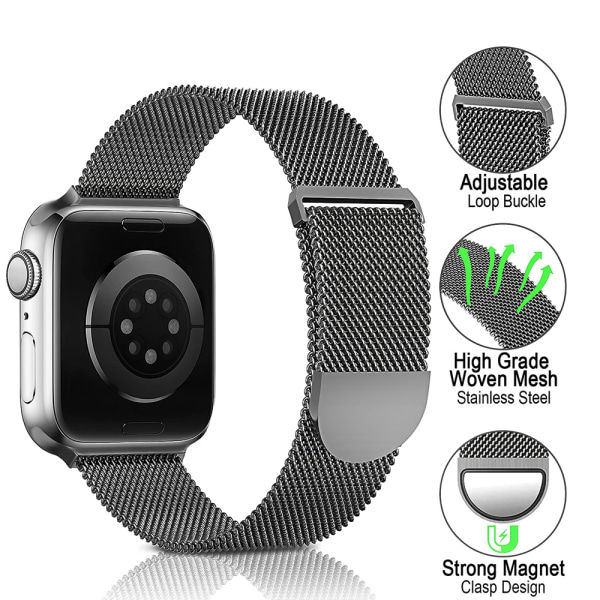 Metal rustfrit stålbånd kompatibel med Apple Watch-rem