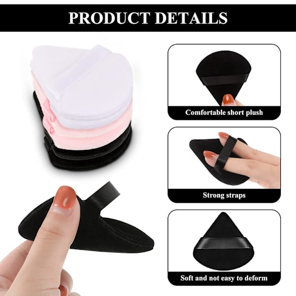 12 kappaletta Powder Puff Face Triangel Makeup Puff för lös