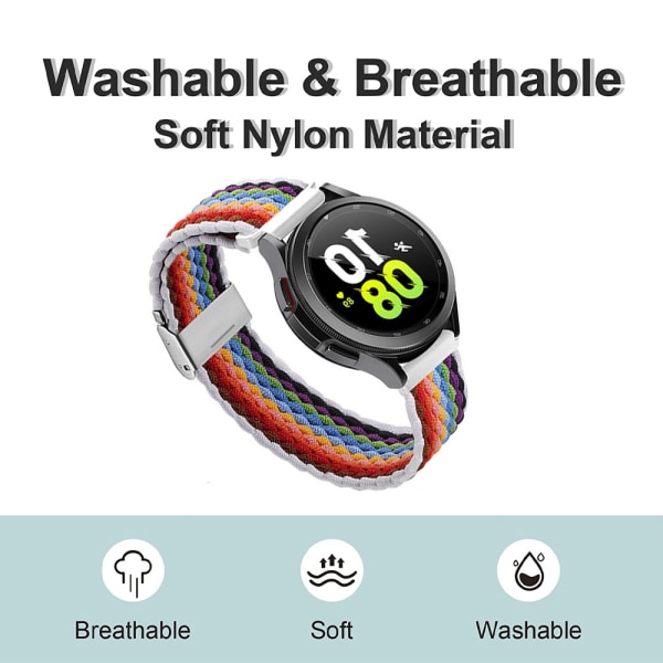 Sport Nylon flettet stropp 22 mm kompatibel med Samsung Watch