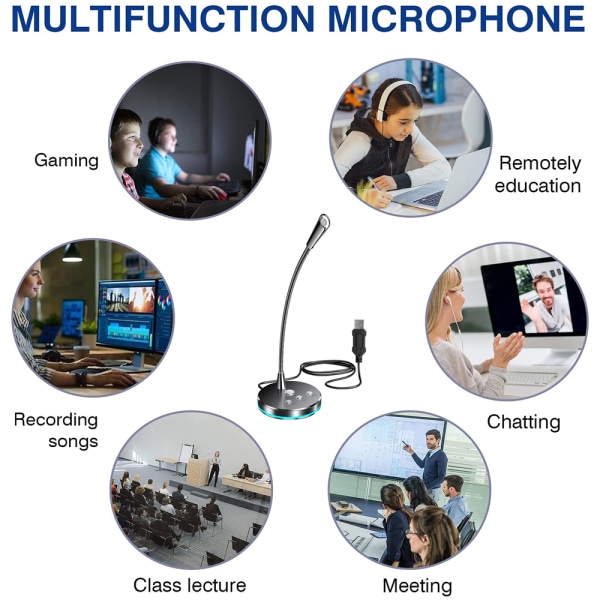 1 stk USB-mikrofon for datamaskin [Plug and Play] for Podcast Vo