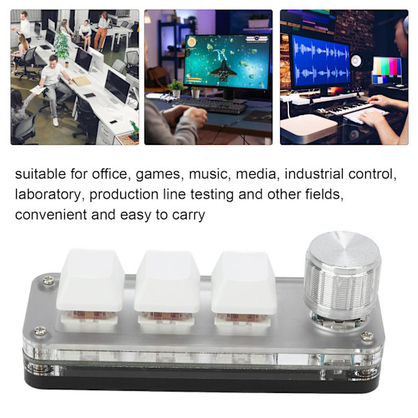 Mini 3-knappars mekaniskt vitt speltangentbord Programmerbart enhands för kontorsspel musik industriell kontroll