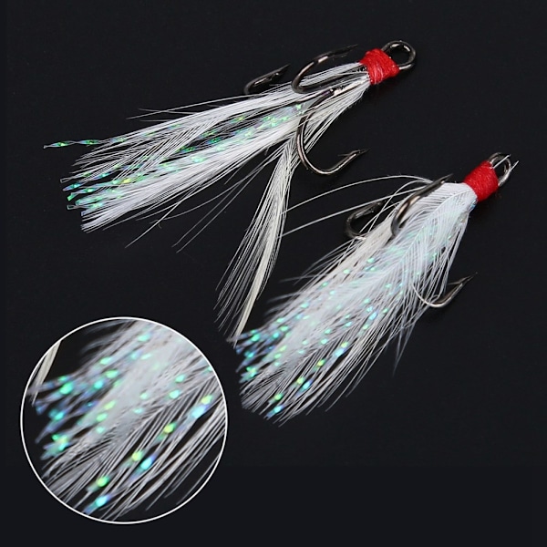 20 stk Fiske Lures Fjær Treble Hook Fiske Crankbaits Fiskeutstyr Tre Klo Kroker