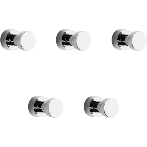 Kromhanddukskrokar, 5-pack rostfria metallkläd- och badrockskrokar, självhäftande eller väggmonterade krokar för badrum