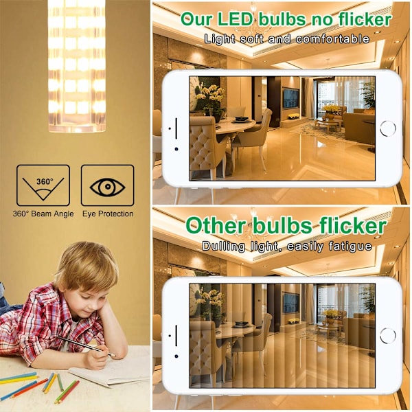 6 E14 LED-lampor, 7W (motsvarande 65W halogen), varmvit 3000K 700LM, Edison-skruvbas, ej dimbar, AC 220-240V