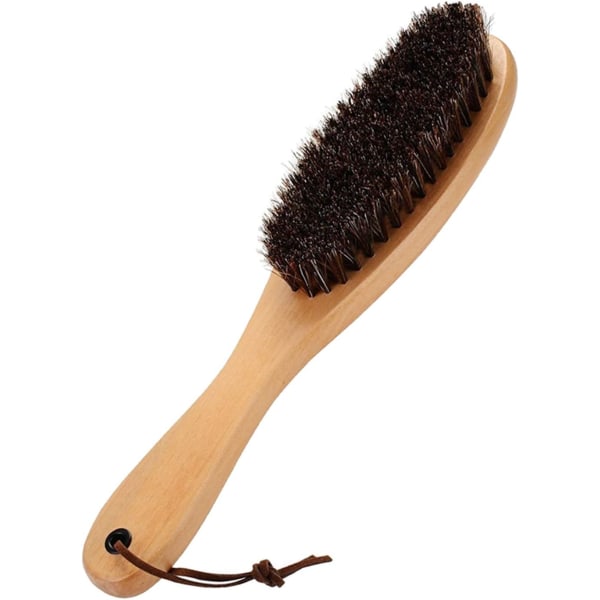 Lint Remover Klädborste, med Mjukt Äkta Hästhår och Trähandtag för Herrkläder, Kostymer Skor, Jackor, Möbler, Mattor (Massivt Trä)