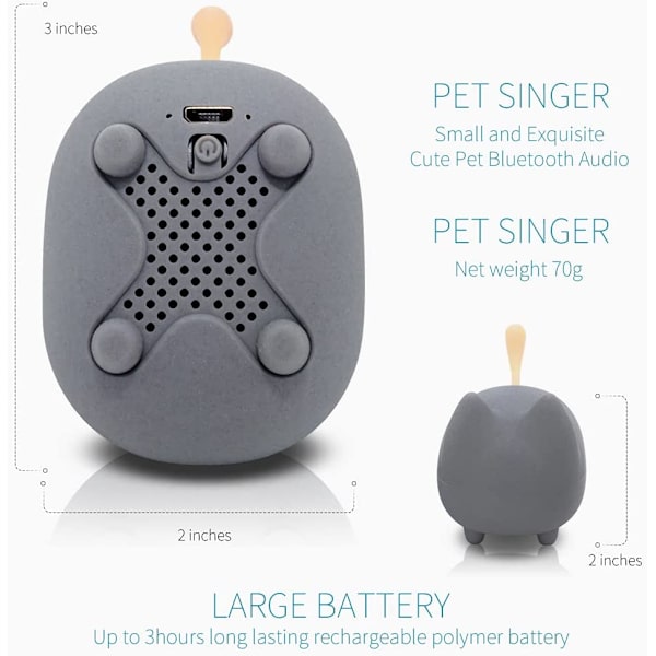 Bärbar Bluetooth -högtalare Stereo Mini trådlös högtalare Söt husdjur 1-Gray