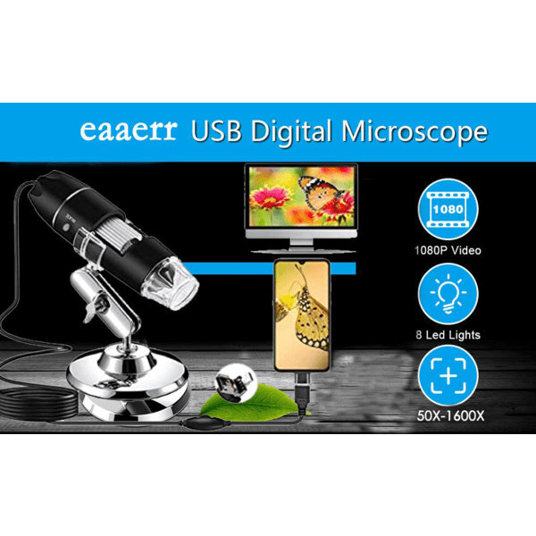 Digitaalinen mikroskooppikamera jalustalla-1600X