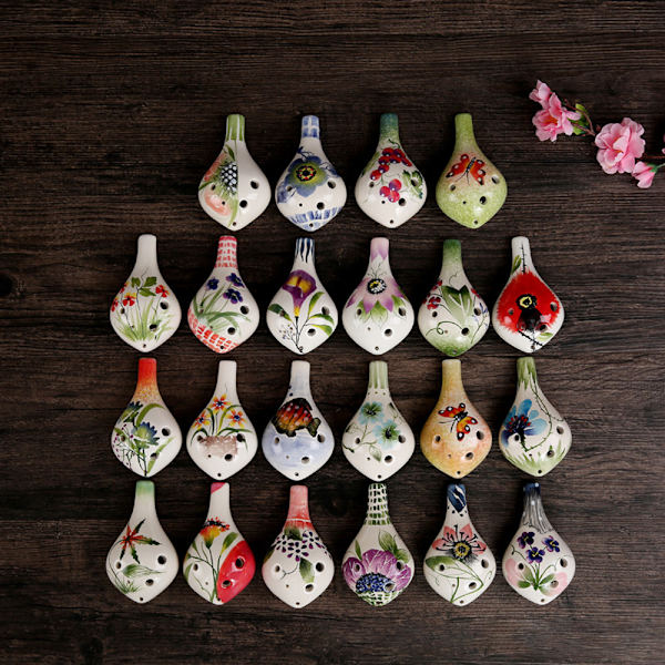 6-hullet Ocarina, Alto C, Glaseret Keramik, Smukt Design, Gaveidé