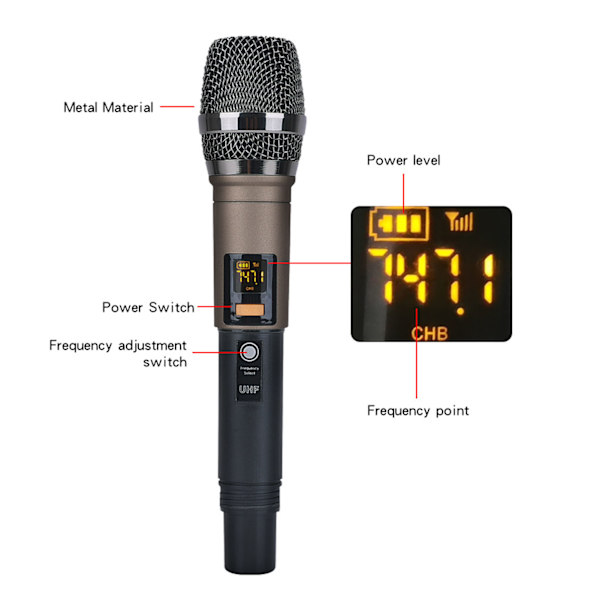 4-kanals lille Bluetooth-stereomixer med 2 trådløse mikrofoner Familiestereoprocessor til livestreaming