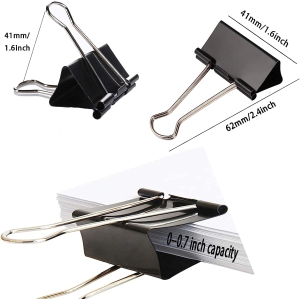 Store bindere clips 1,6 tommer (60 pakke), store bindere clips til