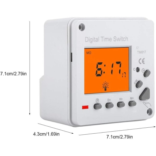 Elektronisk timer Digital timer Intelligent programmerbar kontrollbryter Bakgrunnsbelyst timer for husholdningsapparater Gatelys (220V AC)