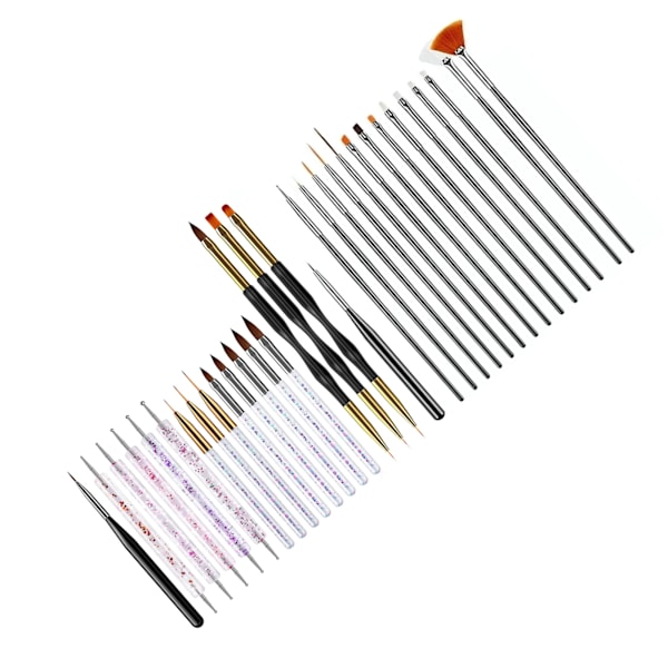 31 stk. spikerkunstpensler Liner Dotting Drawing Striping Nail Painting Brush Set for Salon Home Use