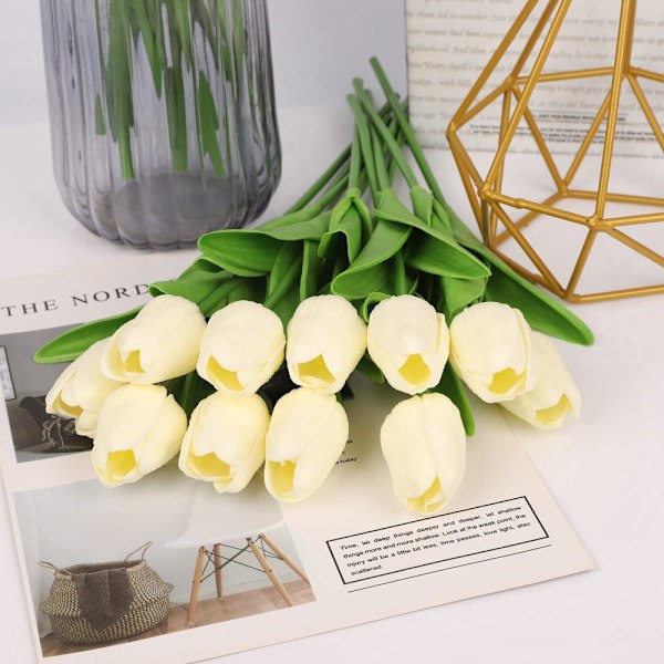 12 stk. Miniatyr Tulip Simuleringsblomst - Hvit