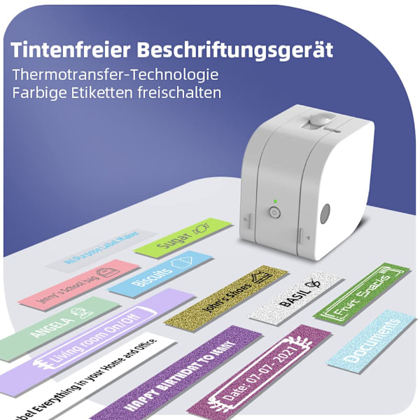 P12 Mini Bluetooth-tarratulostin, itseliimautuvat tarrat, yhteensopiva iOS- ja Android-puhelimien kanssa, lämpötarratulostin kotiin ja toimistoon