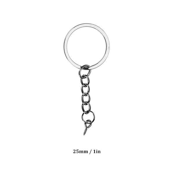 10 st DIY-nyckelring med kedja Bärbar metallnyckelring Ögleskruv Smyckeshänge Tillbehör Gevärsvart 25 mm