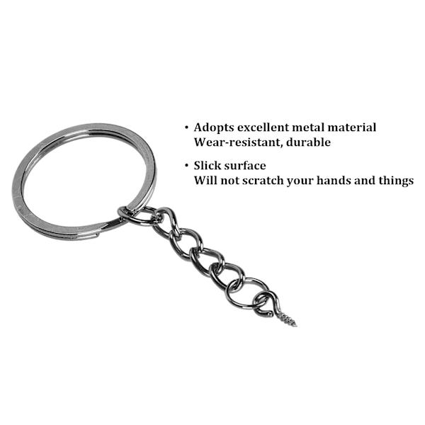 10 st DIY-nyckelring med kedja Bärbar metallnyckelring Ögleskruv Smyckeshänge Tillbehör Gevärsvart 25 mm