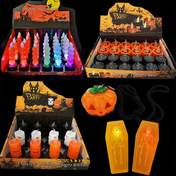 5 kpl Halloween-kurpitsan/kallon muotoisia LED-valoja Halloween-liekkejä