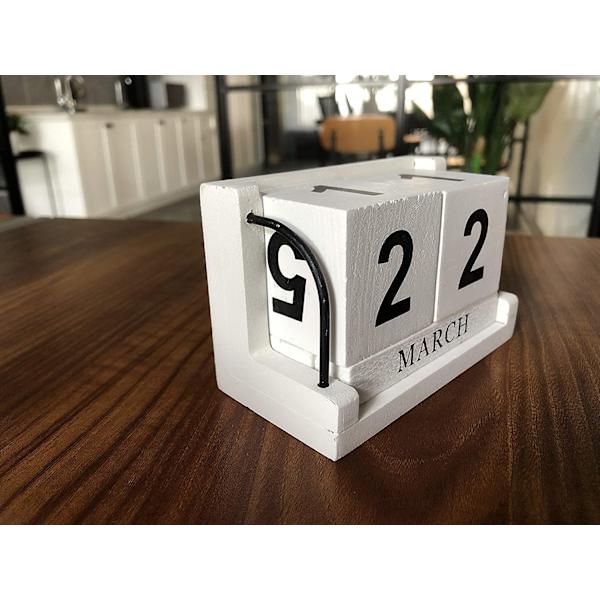 Træblok Kalender Vintage Evigvarende Blokke med Måned Dato