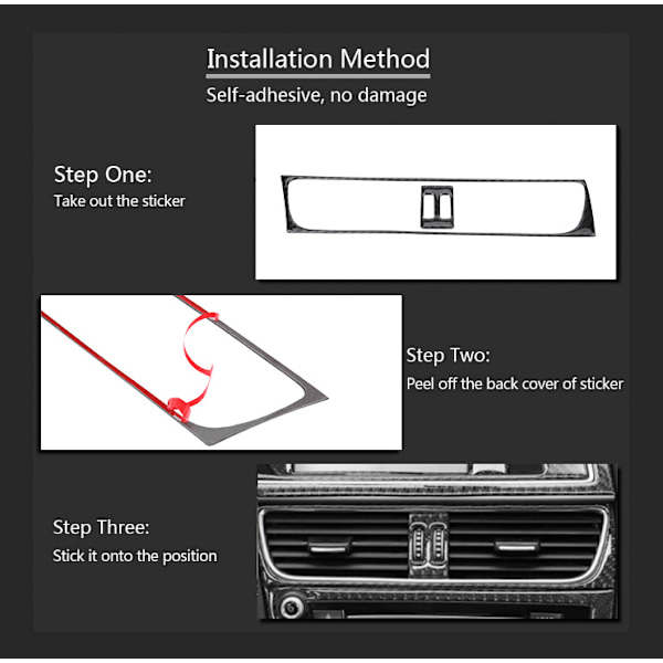 Kolfiberkonsol Luftkonditioneringsutlopp Vent Ram Cover Trim för Audi A4 (B8) 2007-2016