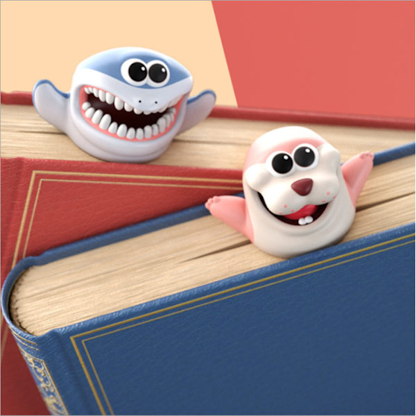 Hauskat kirjanmerkit lapsille, Wacky Pals -kirjanmerkit litistyneet söpöt 3D