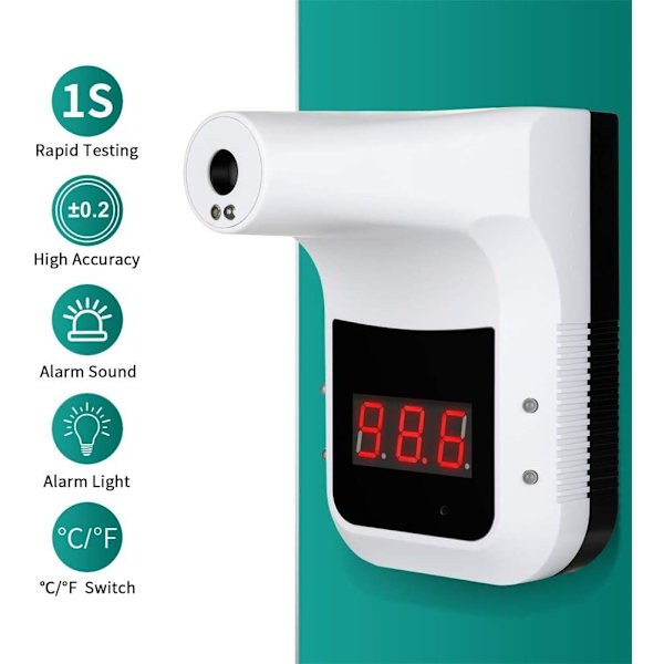 Infrarødt termometer berøringsfri digital K3 termometer, vægmonteret infrarødt pandetermometer K3 med LCD-display