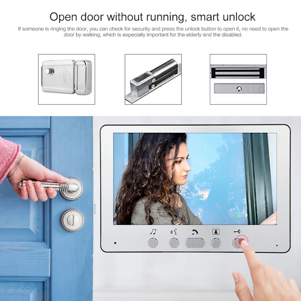 7 tum TFT Trådbunden Dörrklocka Intercom Videodörrklocka Hem Säkerhet EU-kontakt 110V-240V