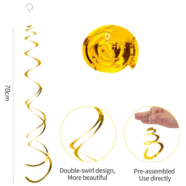 Hängande spiralgirlang, 12-set flerfärgade virveldekorationer, för födelsedag, bröllop, nyårsafton eller karneval jul