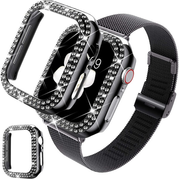 Apple Watch-deksel, sølvreim + 42 mm sølvetui Black 44mm