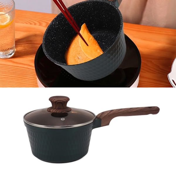 Granitbelagd kastrull, Universal non-stick kastrull med härdat glaslock, Maifansten & Gummiträ, Tålig induktionskompatibel kokkärl, Hälsosam &
