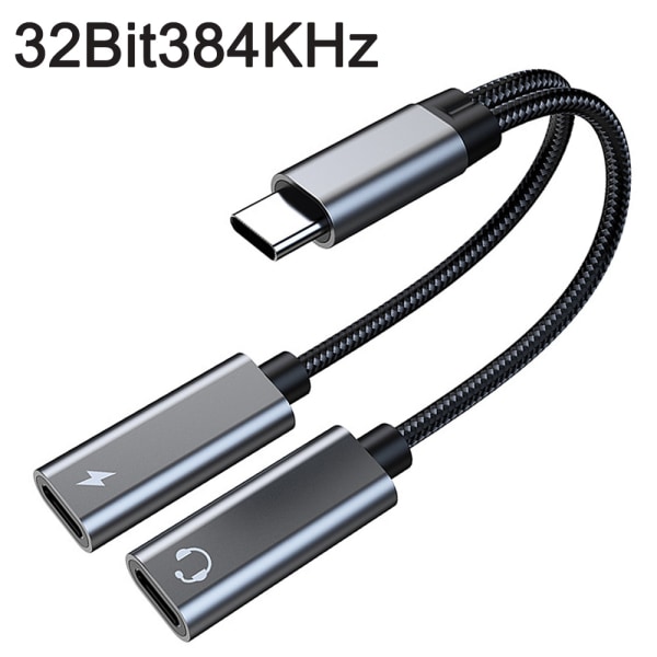 USB C Splitter, Multi-Purpose, Laddningshörlurar Båda