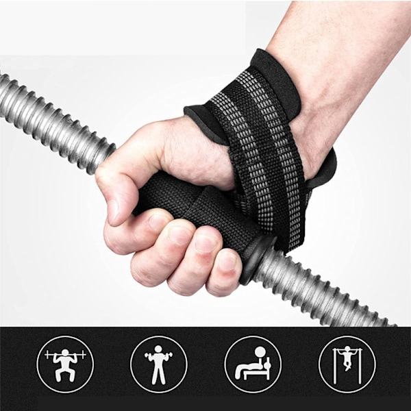 Draghjälp styrketräning lyftremmar, handledsbandage draghjälp (vadderade) för styrketräning, bodybuilding, fitness - marklyftremmar -