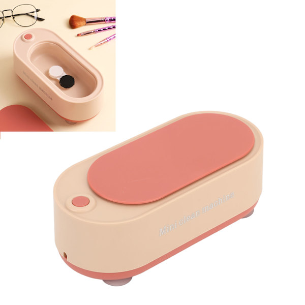 Mini ultralyd rengøringsmaskine højfrekvent bærbar husholdnings ultralyd rengøringsmiddel til ringe briller mønter halskæder pink