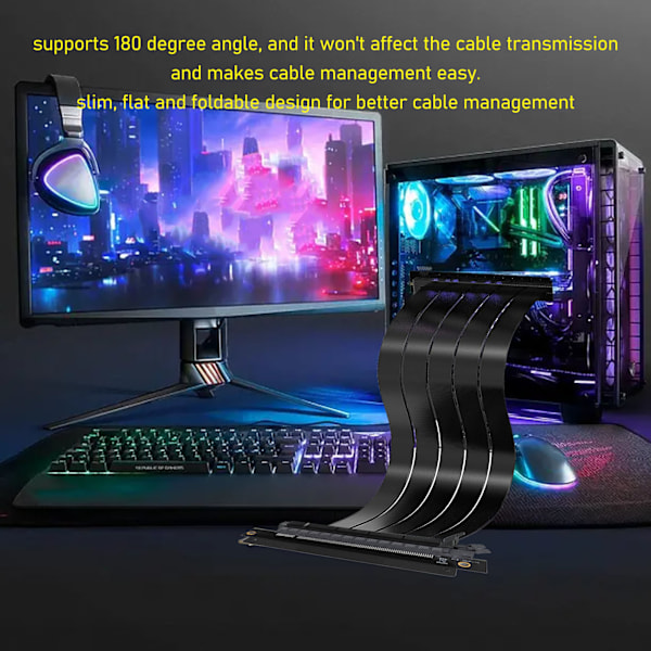 PCIE 4.0 X16 -jatkokaapeli 26 Gt/s 9,8 tuuman häiriönkestävä kullattu GPU-jatkokaapeli RTX3090 RTX3080ti RTX3070 -näytönohjaimille