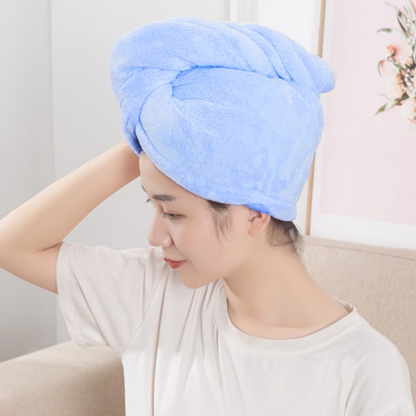 Hårhandduksinpackning Snabbtorkande, Absorberande turbanhuvudinpackning för kvinnor w blue